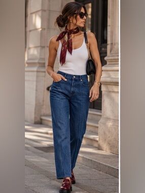 Gucci Pressed-Crease Jeans Straight Leg Blue